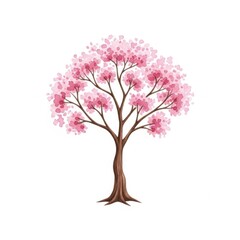 Obraz premium Stylized blooming tree with pastel pink blossoms against a pure white background