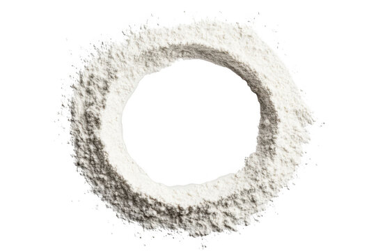 Powder ring white dust circle flour sugar isolated texture ingredient baking cooking isolated on transparent background