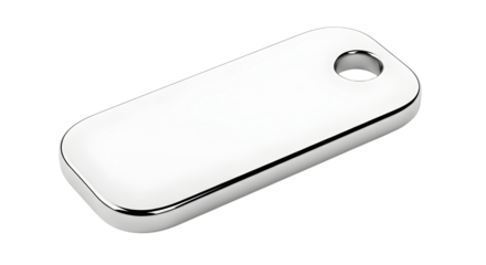 Blank shiny metal tag for keychain or identification fob isolated for branding mockup isolated PNG with Transparent Background