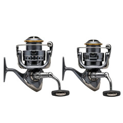 Two fishing reels spinning reel freshwater saltwater reels fishing gear equipment angling accessory isolated on transparent background