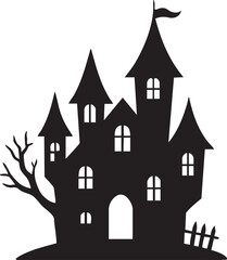 Haunted house silhouette vector