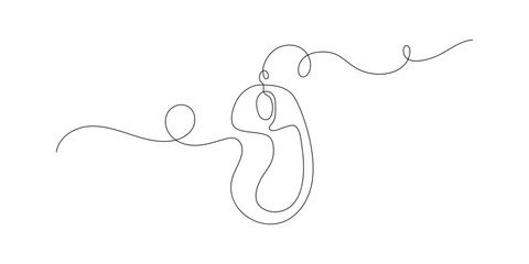 Continuous Single line drawing of a computer mouse