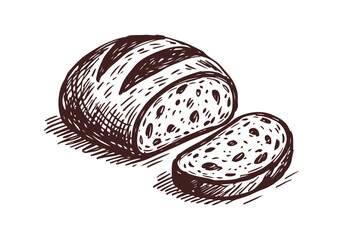 Sourdough bread hand drawn sketch vector illustration