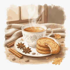 cup of coffee with cookies