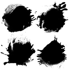 Set of hand drawn paint, ink brush strokes, brushes, lines. Dirty artistic design elements, boxes, frames for the text. Abstract black and white background.