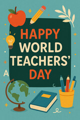World Teachers' Day Celebration, Happy World Teachers' Day Greeting, World Teachers' Day Celebration A Festive Illustration
