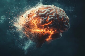 Exploding brain, conceptual image Mental health, stress