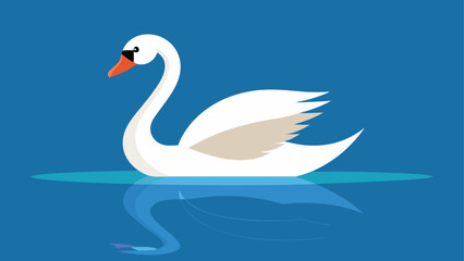 Naklejka premium A swan swimming in a blue water body art