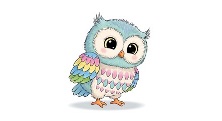 Fototapeta premium Cute Owl, Adorable, Colorful, Wildlife, Bird.