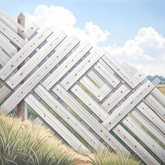 Whimsical white wooden fence