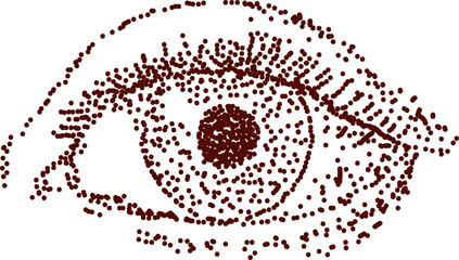 Pointillism style eye drawing for education