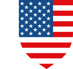 Vertical-cut USA flag icon shield design