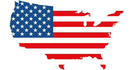 American flag inside USA map silhouette vector