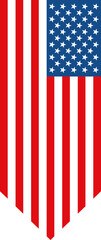 Vertical American flag banner with pointed tail