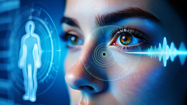 Futuristic human scan eye interface technology image