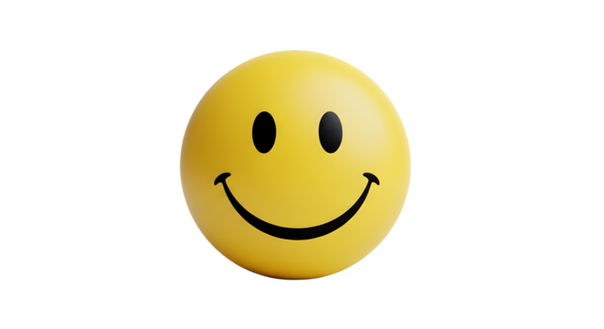 A bright yellow smiley face stress ball with a classic happy expression. - Powered by Adobe