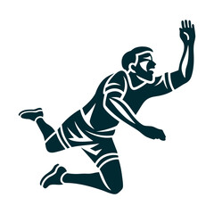 Kabaddi Player Silhouette Tagging with Raised Arm Kabaddi South Asia Player mid tag with outstretched arm chanting posture