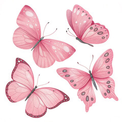 set of beautiful orange colour butterfly