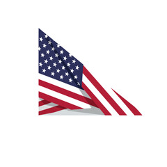 Fototapeta premium American flag represented in a stylized design with stars and stripes on a white background