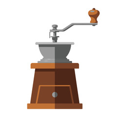 Captivating illustration of a classic manual coffee grinder, evoking the timeless appeal of fresh beans and the comforting aroma of home-brewed coffee