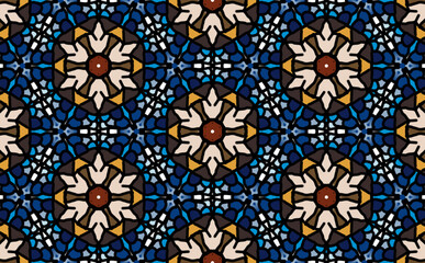 Seamless ethnic traditional pattern with colorful flower design, Illustrations for printing design.