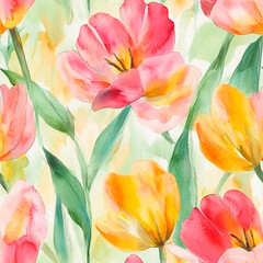 seamless pattern with tulips