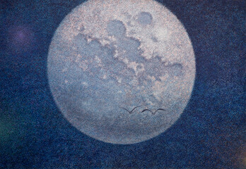 radiant full moon moon light -acrylic painting on canvas © 영훈 주