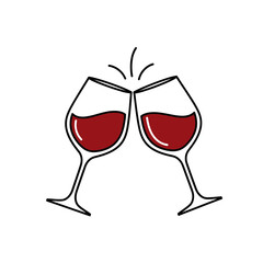 Wine Glass Cheers Icon – Celebration Toast Symbol for Party, Drinks, and Festive Events