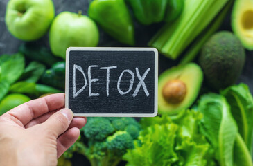 Green foods for detox. Selective focus.