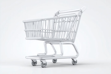 icon of e-commerce shopping cart. empty shopping cart isolated on white background. 3d illustration.