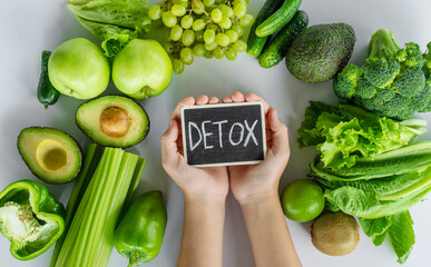Green foods for detox. Selective focus.