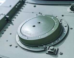 Close-up military tank hatch