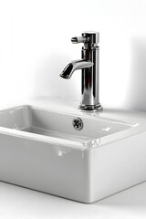 3D sink with faucet isolated on white background