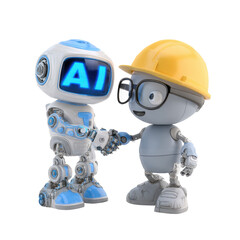 Naklejka premium AI Robot Collaboration on Transparent Background