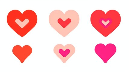 Set of red hearts in different pose. Collection of heart illustration with different style.