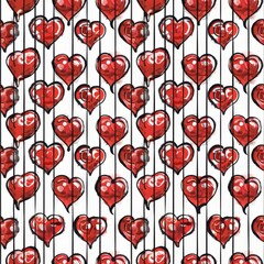 Set of red hearts in different pose. Collection of heart illustration with different style.