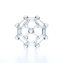 Glass molecular structure isolated on white background with a complex arrangement of atoms and bonds