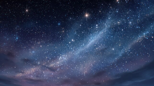 Stunning view of the clear night sky filled with countless bright stars and the Milky Way galaxy stretching across the horizon in a tranquil outdoor setting