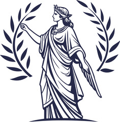 Obraz premium Elegant Illustration of a Woman with Laurel Wreath
