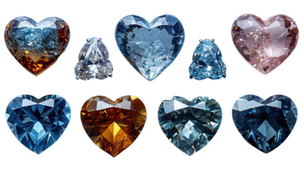 Heart-Shaped Gemstones Transparent PNG Image Isolated on White Background.png