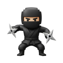 Cute ninja character with two shuriken