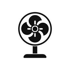 Illustration of a black electric fan icon on transparent background