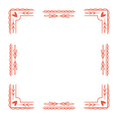 Vintage red Bow vector Border isolated. Ornamental square frame for baby shower, anniversary, and holiday card making designs