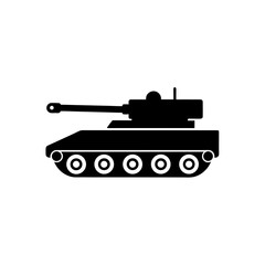 Silhouette of a military tank illustration on transparent background