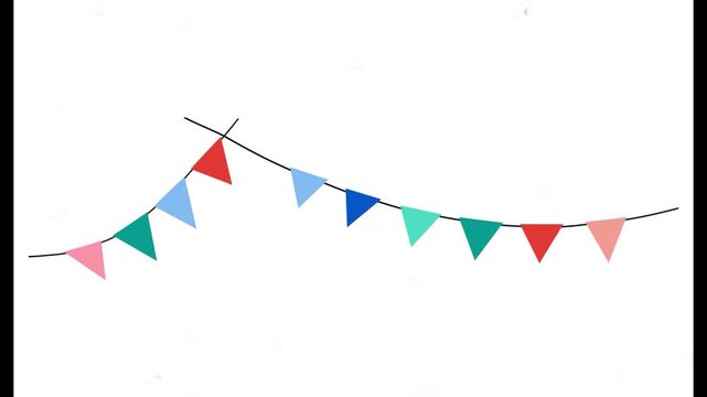 clourfull triangle flages string animated video . 4K animated video . animated in basic colour .celebration animation video 
