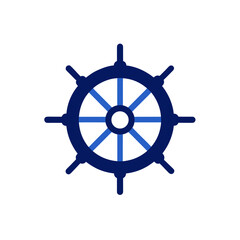 Illustration of a ship steering wheel icon on transparent background