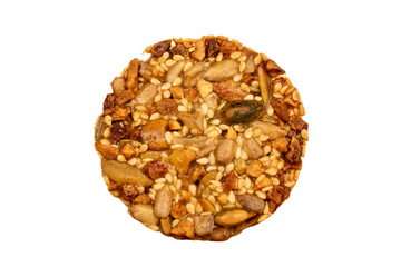 Thaler cookies with nuts and honey isolated on white background, close-up.