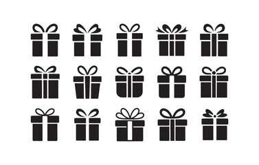 Christmas Gift Box Vector Set, Festive Present Icons with Ribbons and Bows, Holiday Celebration Clipart Bundle, Decorative Xmas Packaging, Winter Party Elements and Seasonal Design Collection