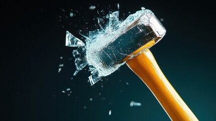 Hammer shattering a ring broken relationship concept studio photography close-up emotional impact