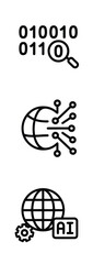 Artificial Intelligence and Data Network Line Icons
